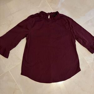 Ann Taylor Deep Burgundy Blouse M 100% cotton